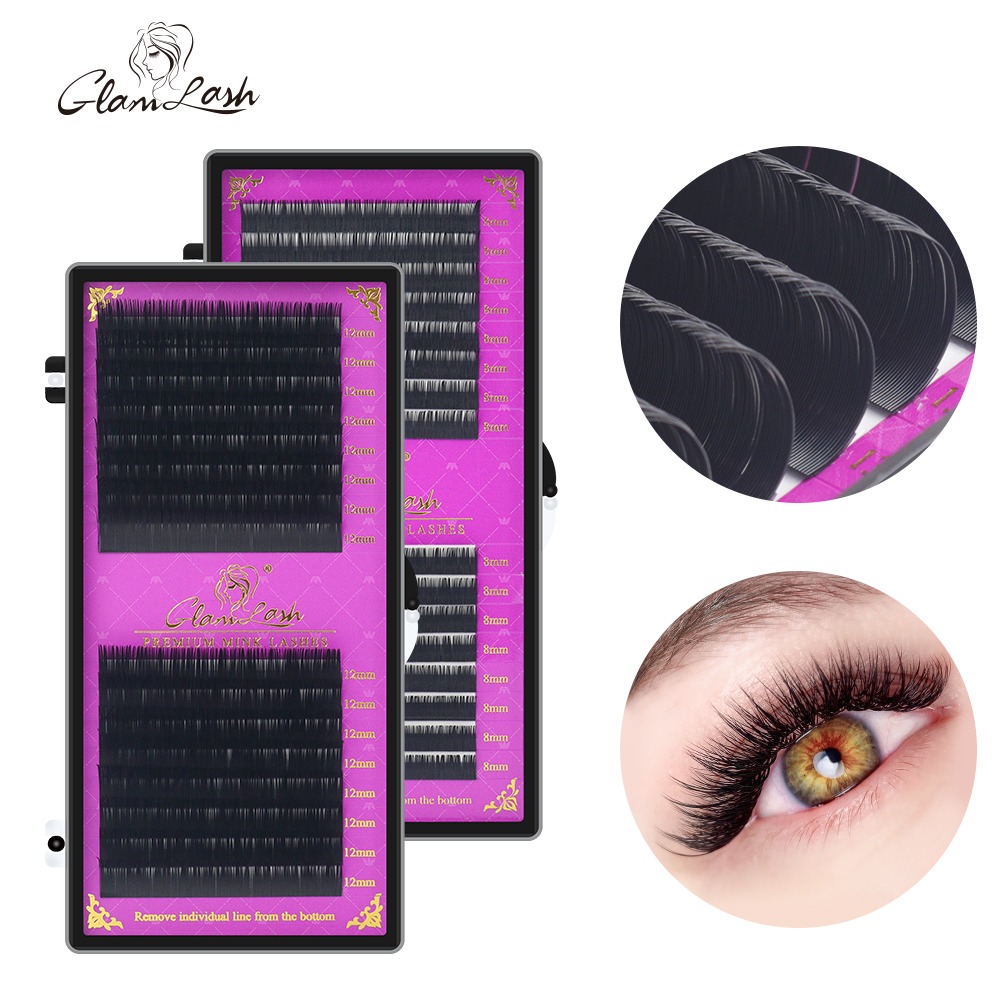 Eyelash Extension Single Lash - GLAMLASH 16Rows Premium Sable False Natural
