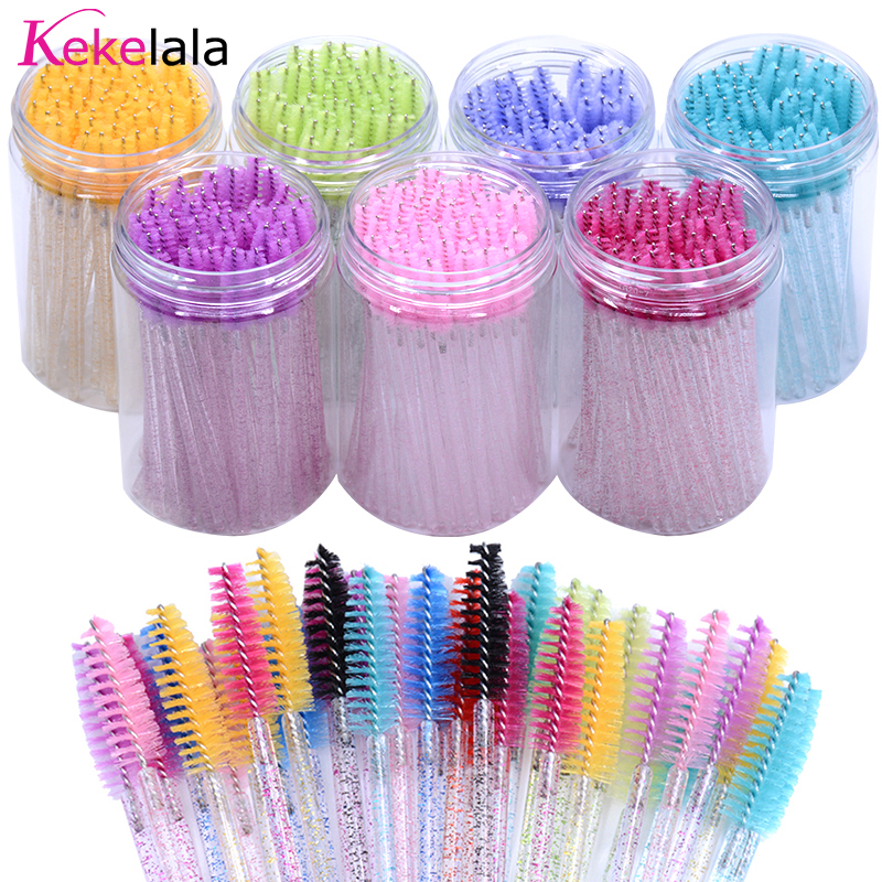 Eyelash Extension Vendor - 50Pcs/Bottle Eyelash Extension Brushes With Container