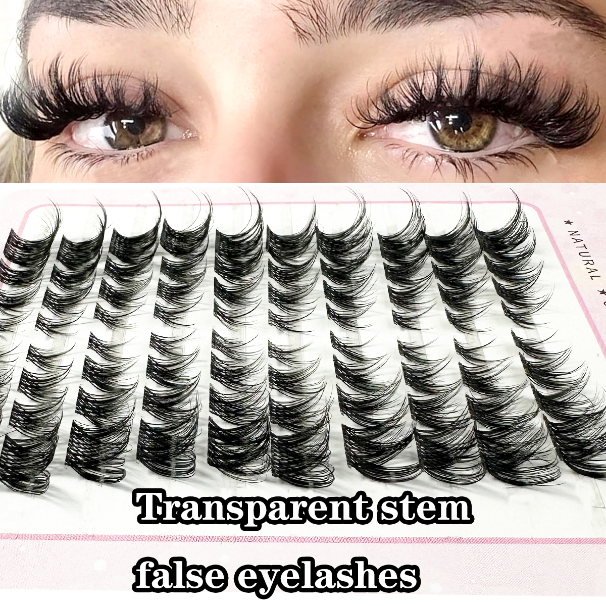 Eyelash Extension Single Lash - Transparent Stem False Eyelashes 3D Fluffy