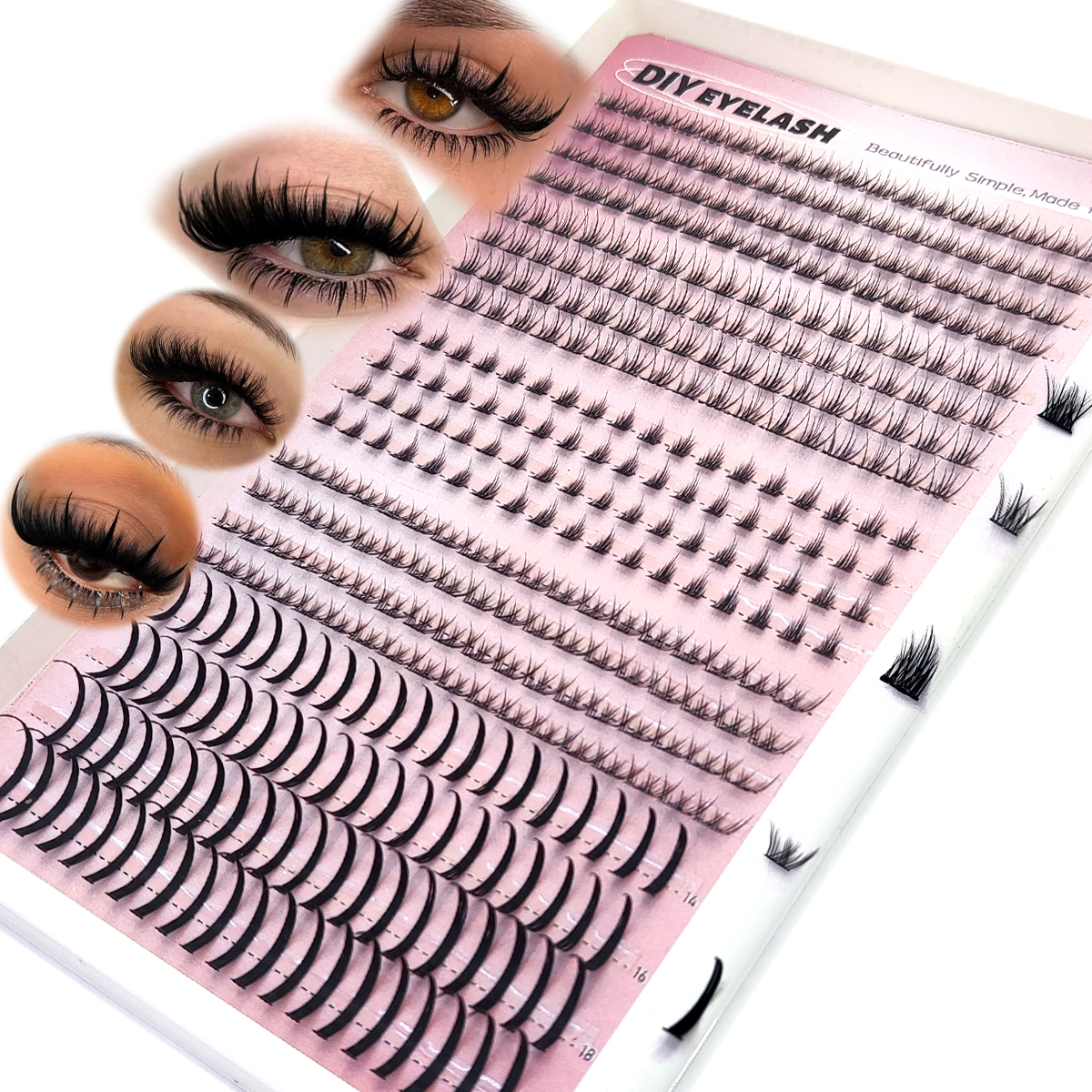 Eyelash Extension Single Lash - 20 rows of lower eyelashes and