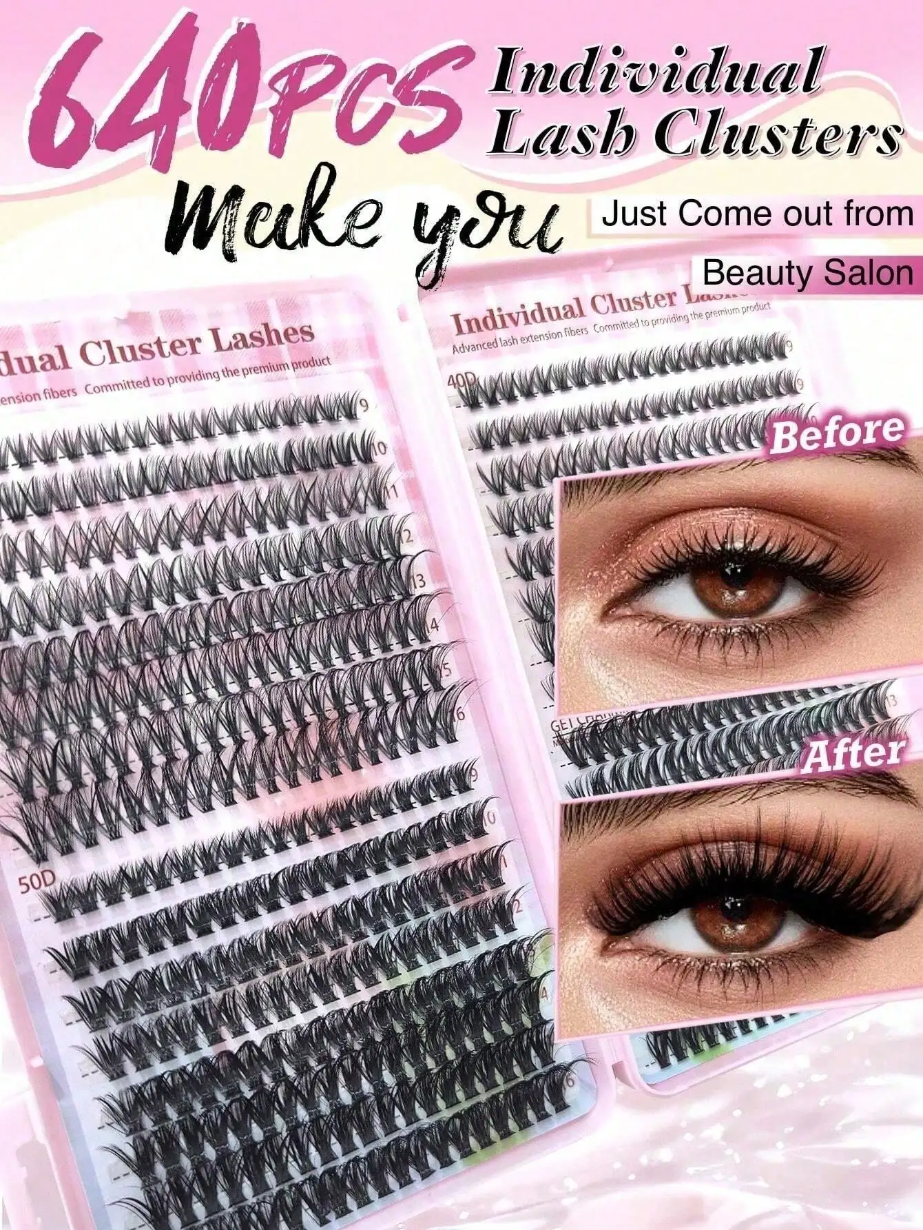 640Pcs Lash Clusters Kit 30D+4 - Eyelash Extension For Asian Eyes ulasan dan harga
