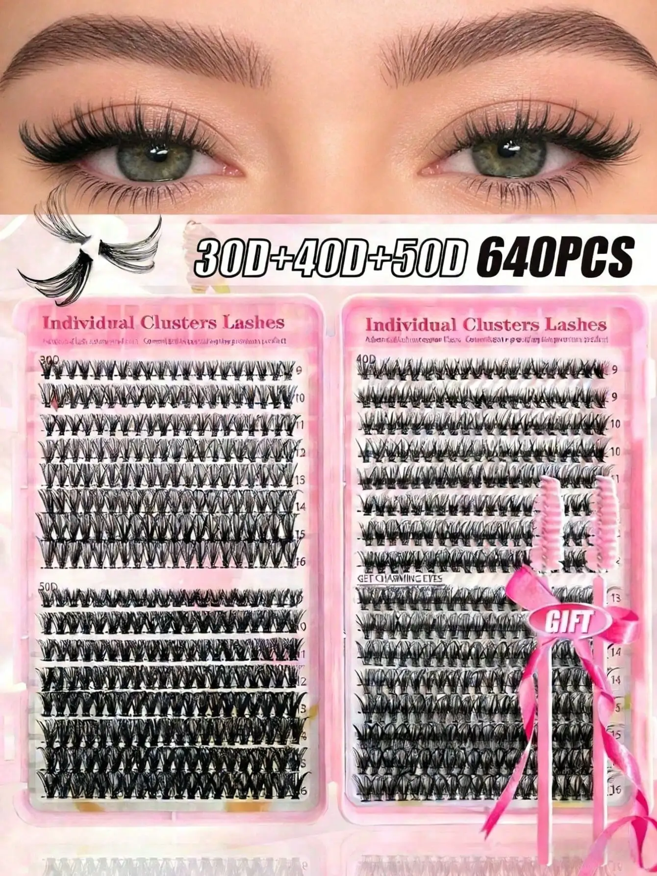 640Pcs Lash Clusters Kit 30D+4 - Eyelash Extension For Asian Eyes ulasan dan harga