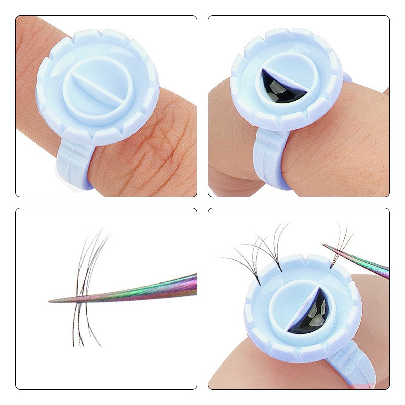 100Pcs Disposable Glue Ring Ho - Eyelash Extension Examples ulasan dan harga
