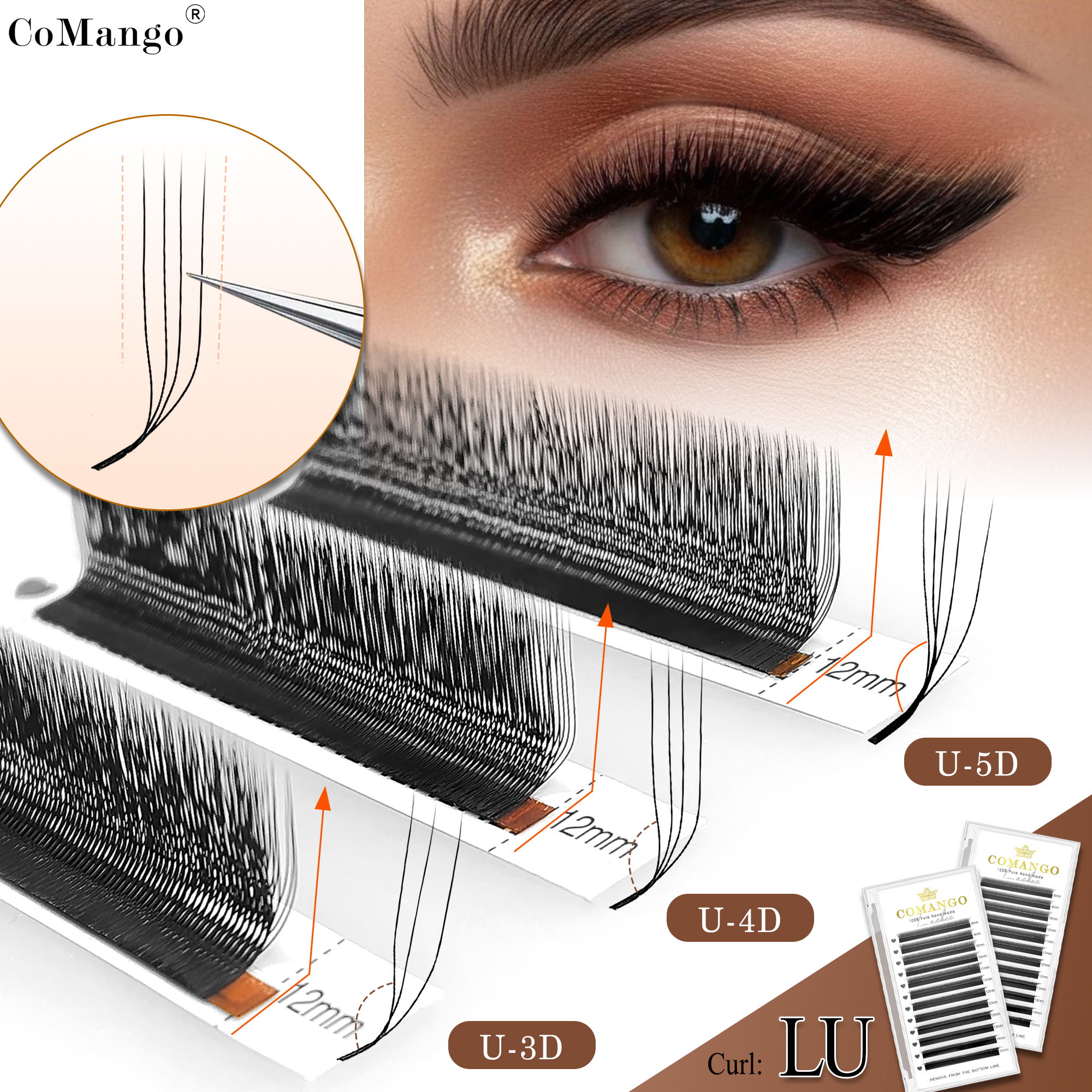 CoMango 3D 4D 5D U Shaped LU C - Eyelash Extension For Asian Eyes ulasan dan harga