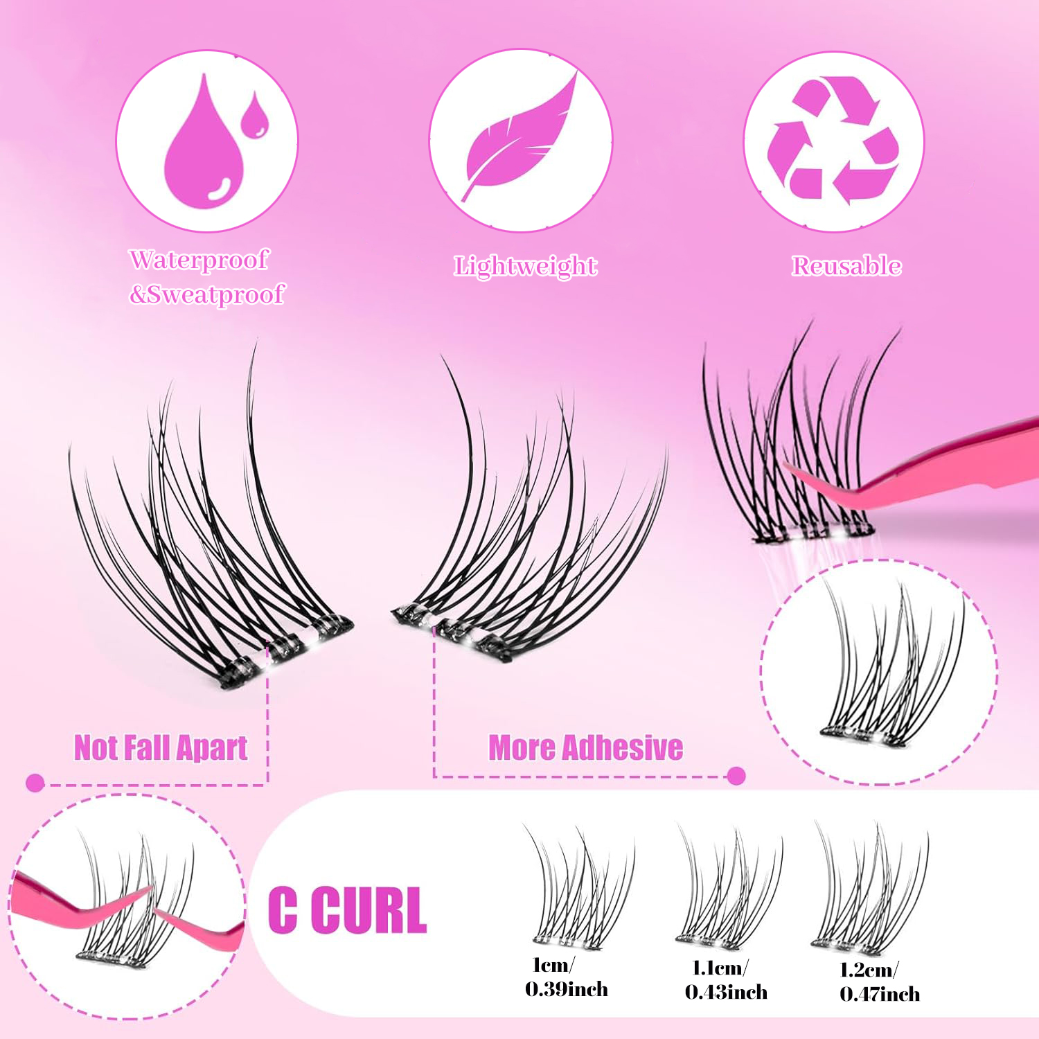 Self-Adhesive False Eyelashes  - Eyelash Extension C Curl ulasan dan harga