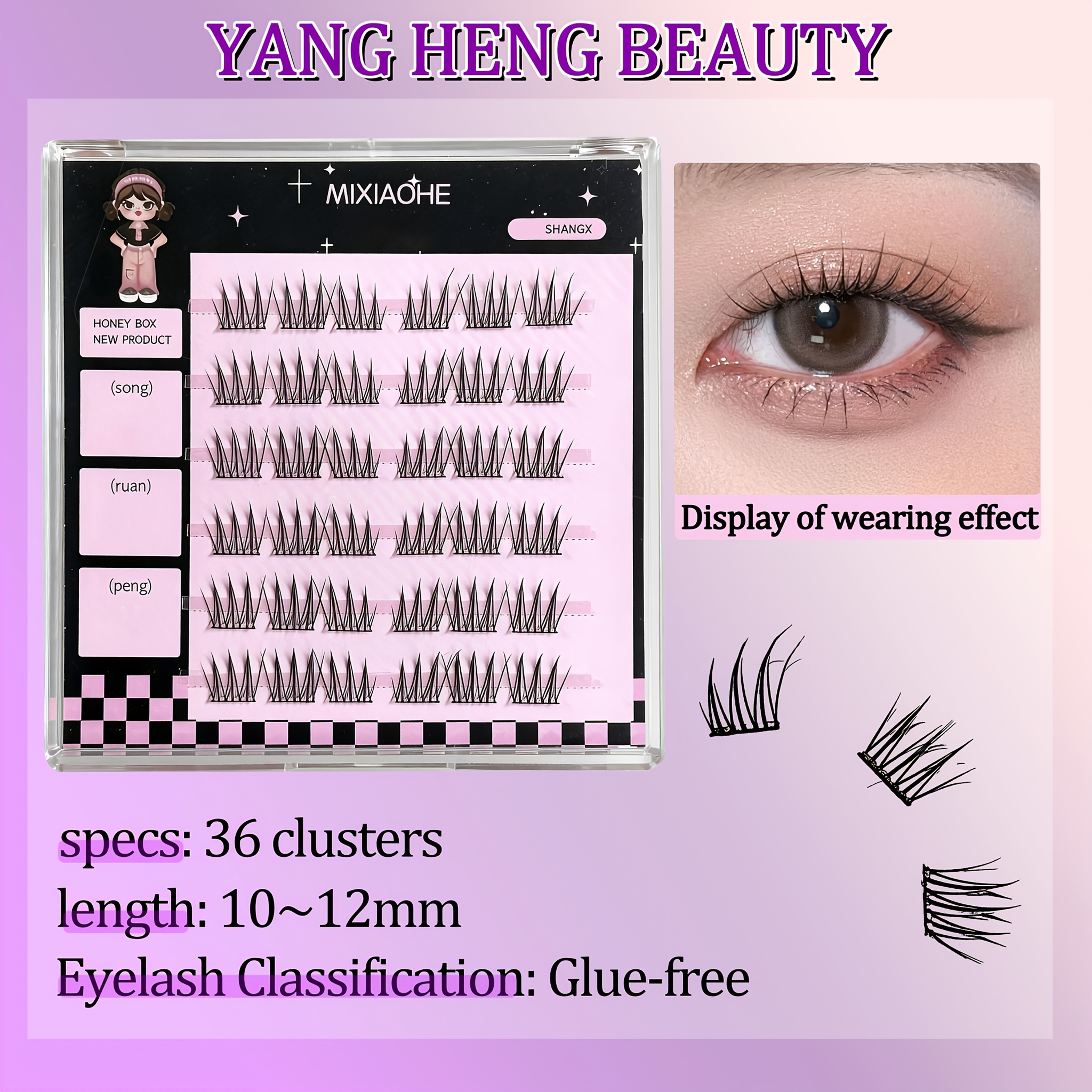 Mixiaohe K Pop Glue Free Clust - Eyelash Extension C Curl ulasan dan harga
