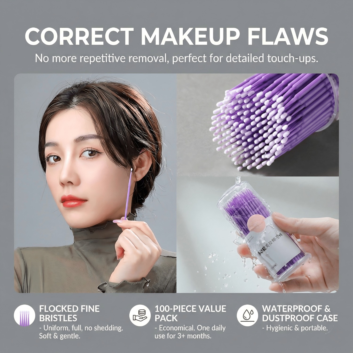 100Pcs Purple Micro Brushes Po - Eyelash Extensions ulasan dan harga